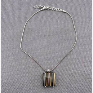 Brighton Square Multicolor Pendant Chain Necklace Silver Tone